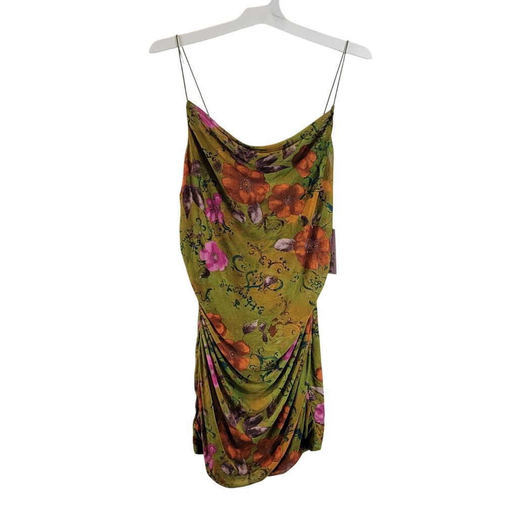 Wild Fable Women's Mesh Sleeveless Floral Print Bodycon Dress, Green, Sz L, NWT